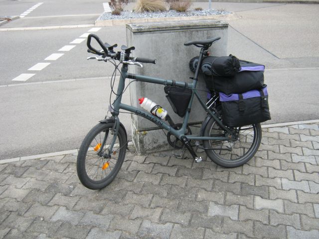 The bike loaded with the bag for the test ride
